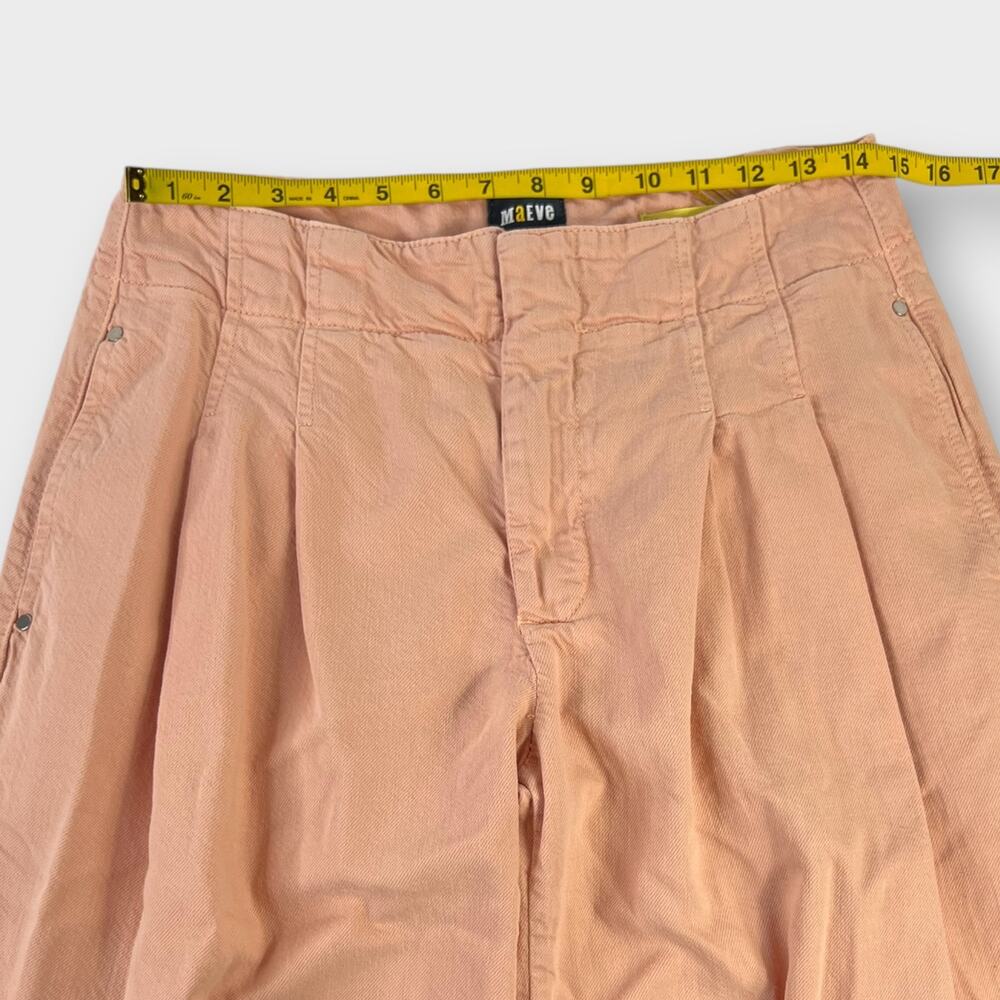 Maeve Pleated Wide-Leg Pants Peach Pink Size 28 - Picture 7 of 8